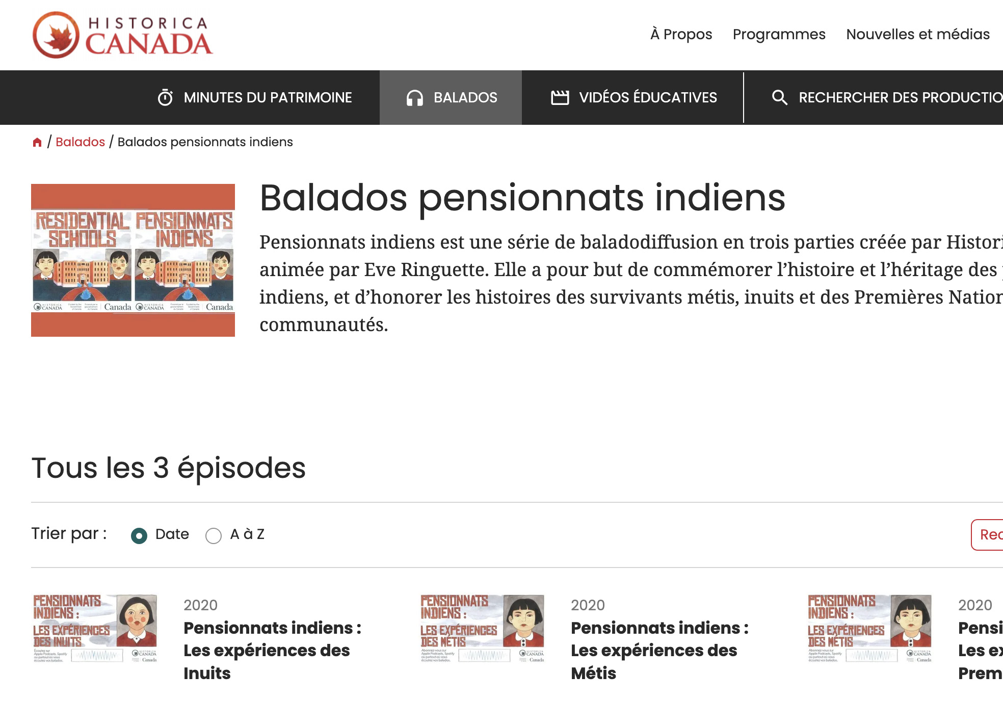 Balado sur les pensionnats