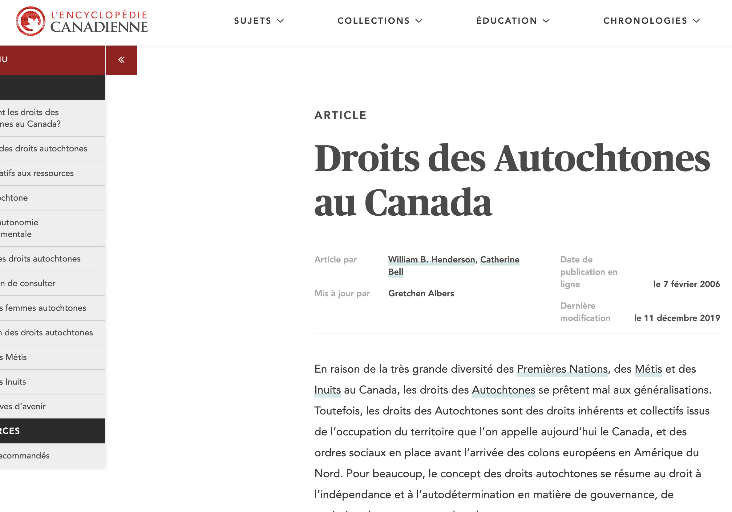 Enjeux de droits autochtones au Canada